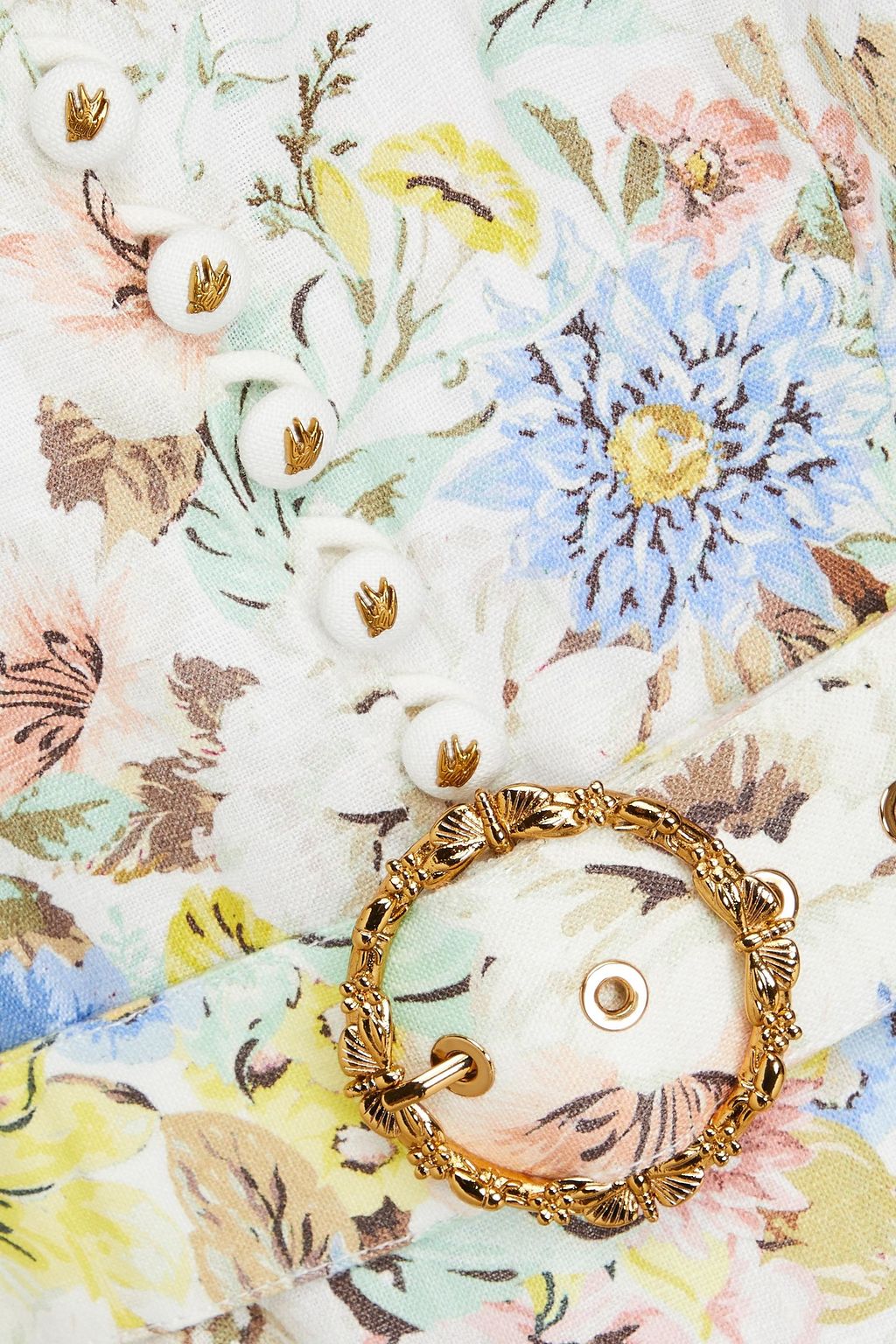 ZIMMERMANN Belted floral-print linen midi dress