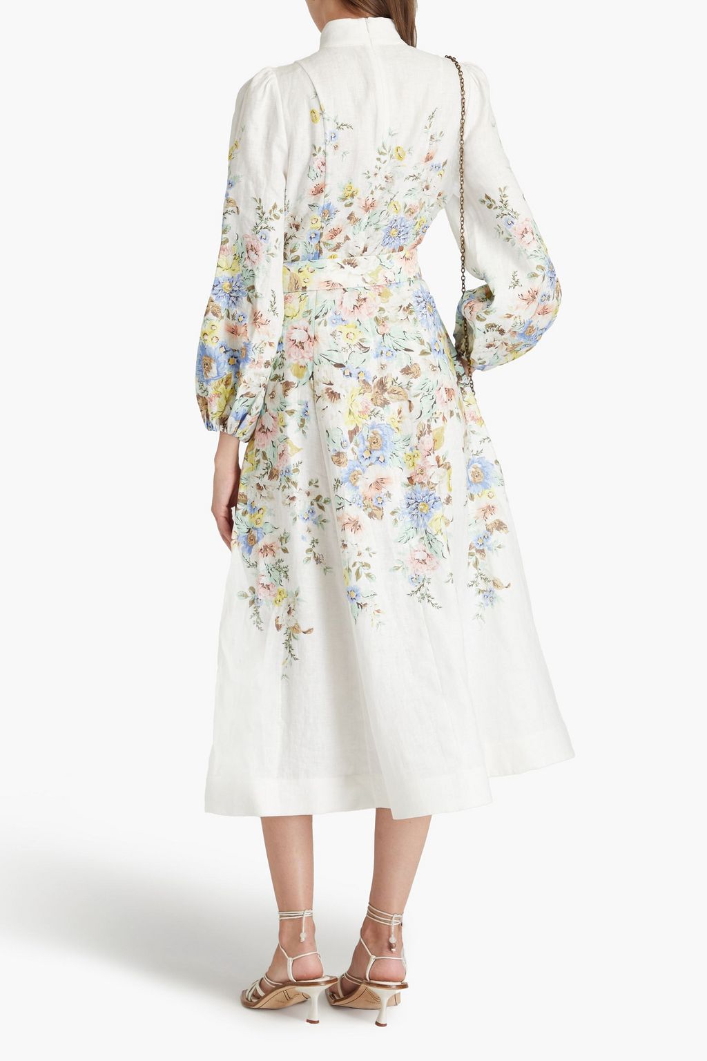 ZIMMERMANN Belted floral-print linen midi dress