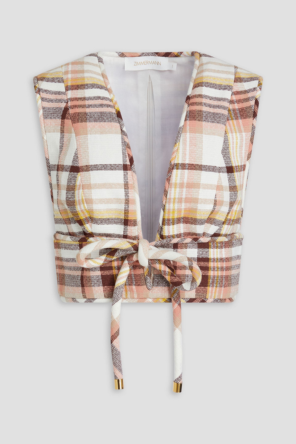 Zimmermann Cropped Bow-detailed Linen And Cotton-blend Vest In Ivory