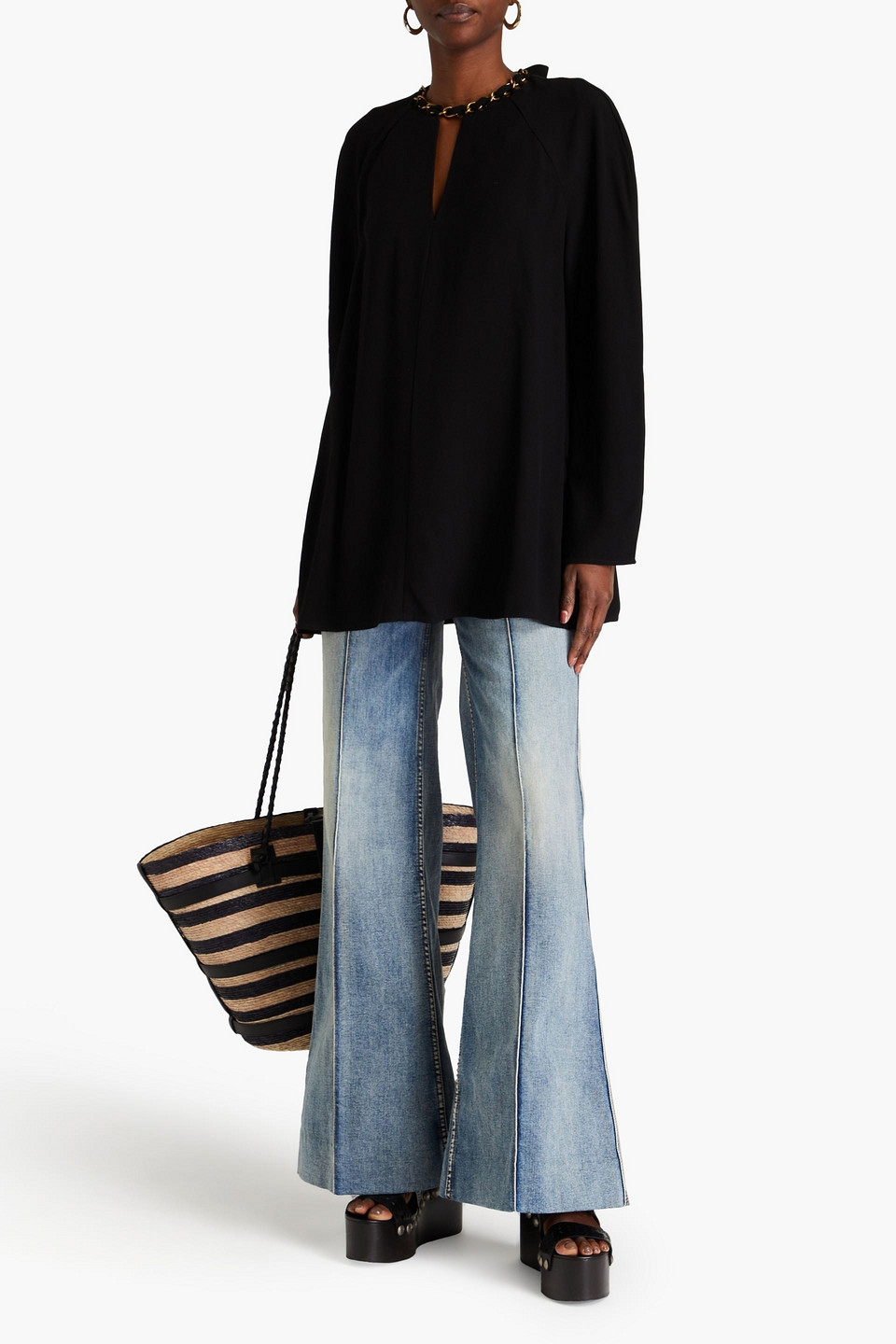Zimmermann Chain-embellished Crepe Blouse In Black
