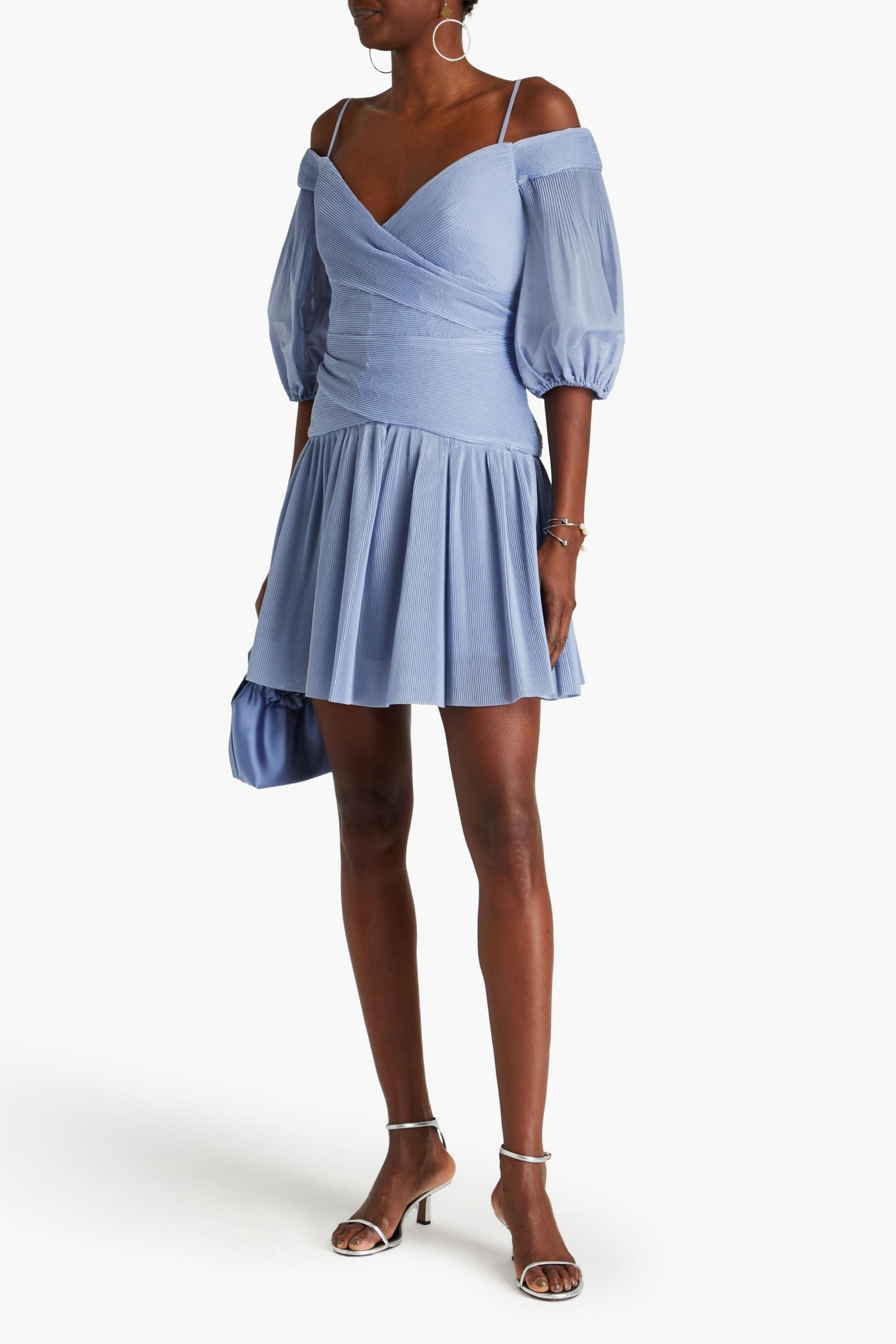 Zimmermann Cold-shoulder plissé-organza mini dress
