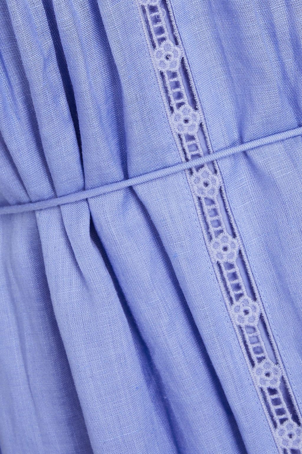 ZIMMERMANN فستان متوسط الطول من القطن بتطريز إنجليزي مع كسرات