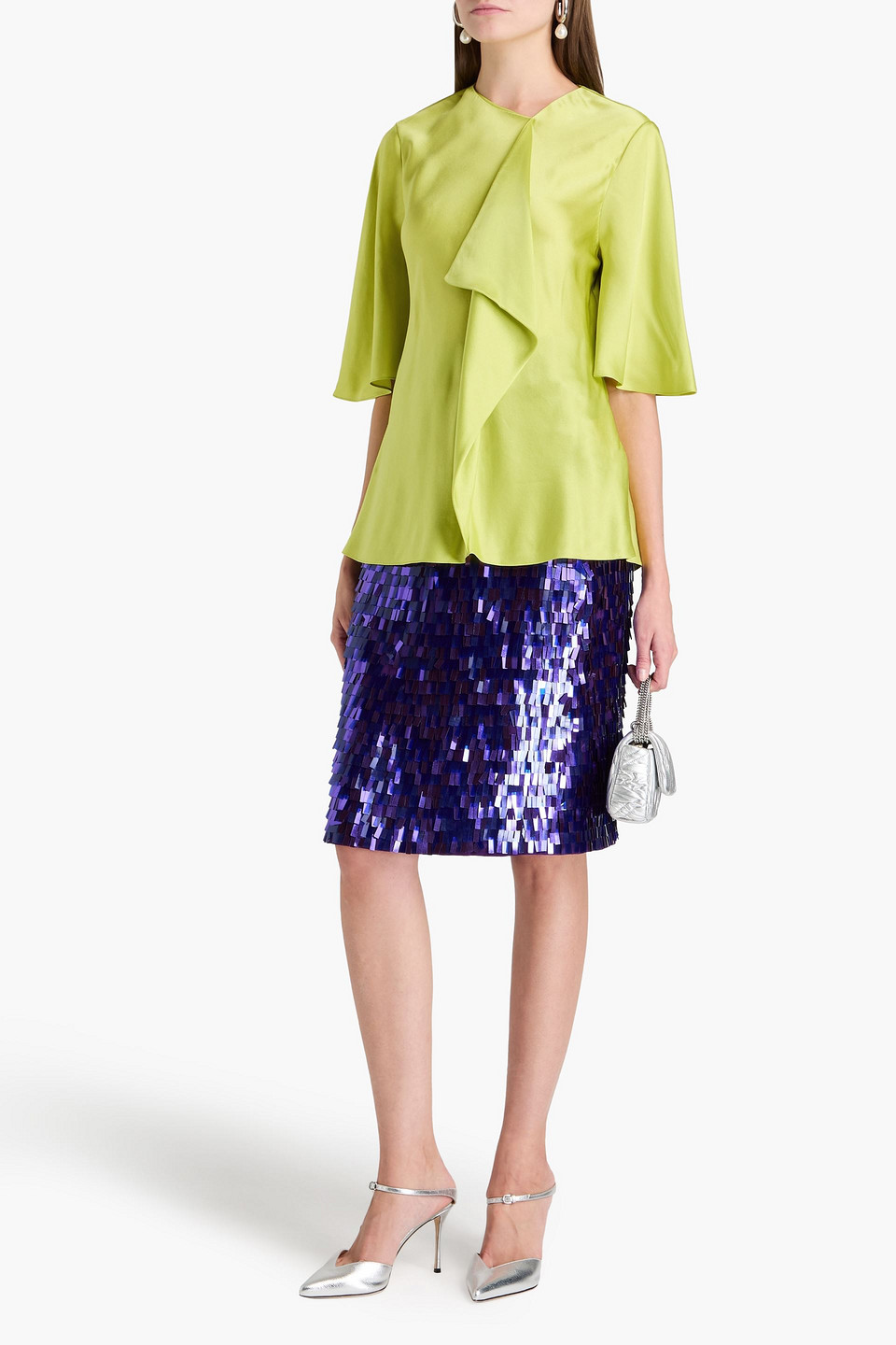  Roksanda - Ruffled Silk-satin Blouse - Green - Uk 6 