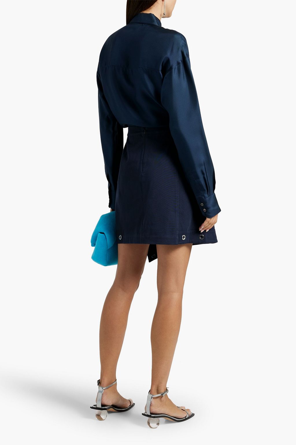 3.1 PHILLIP LIM Asymmetric embellished cotton-twill mini skirt