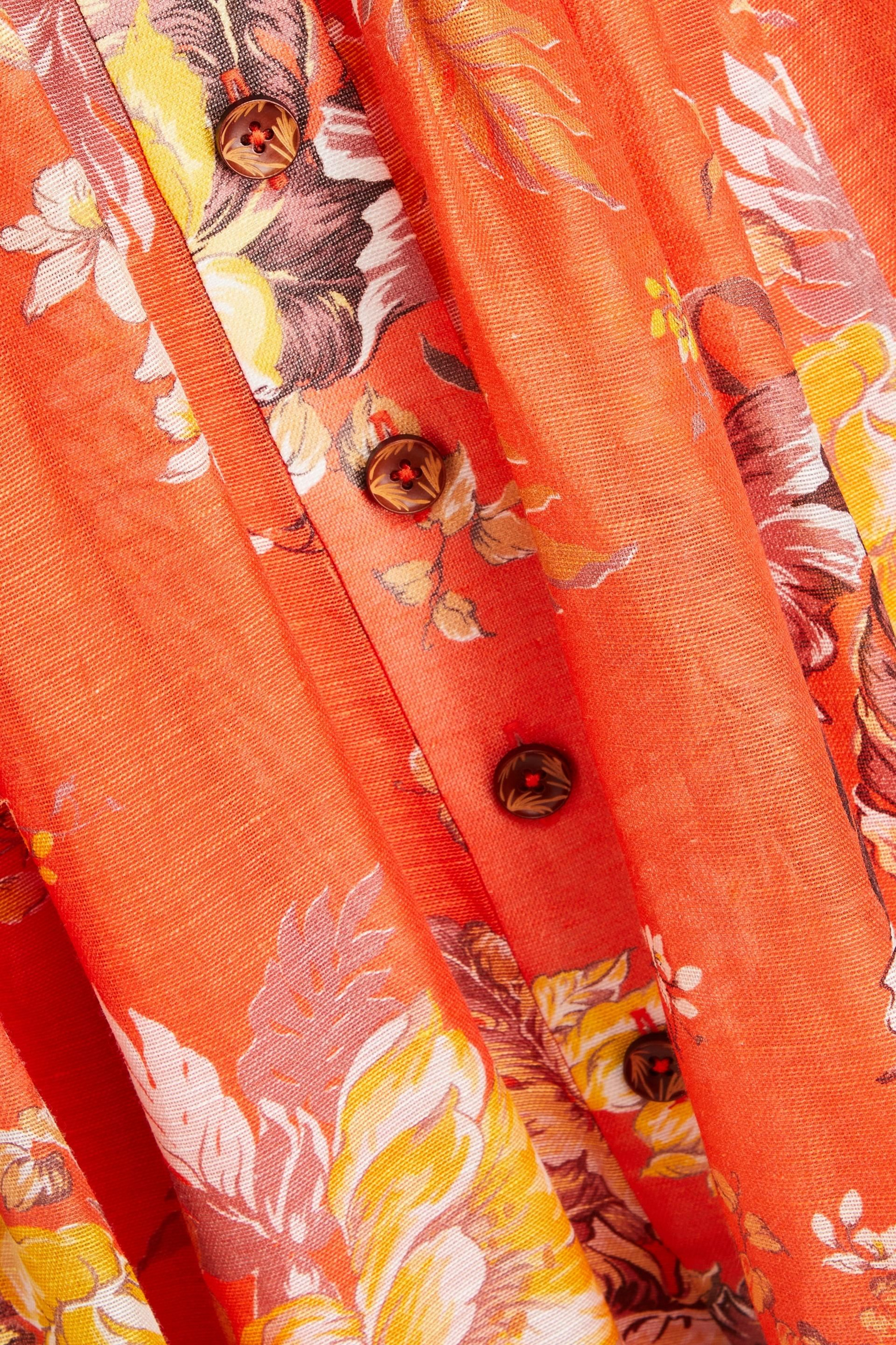 Zimmermann Belted floral-print linen and silk-blend gauze midi shirt dress