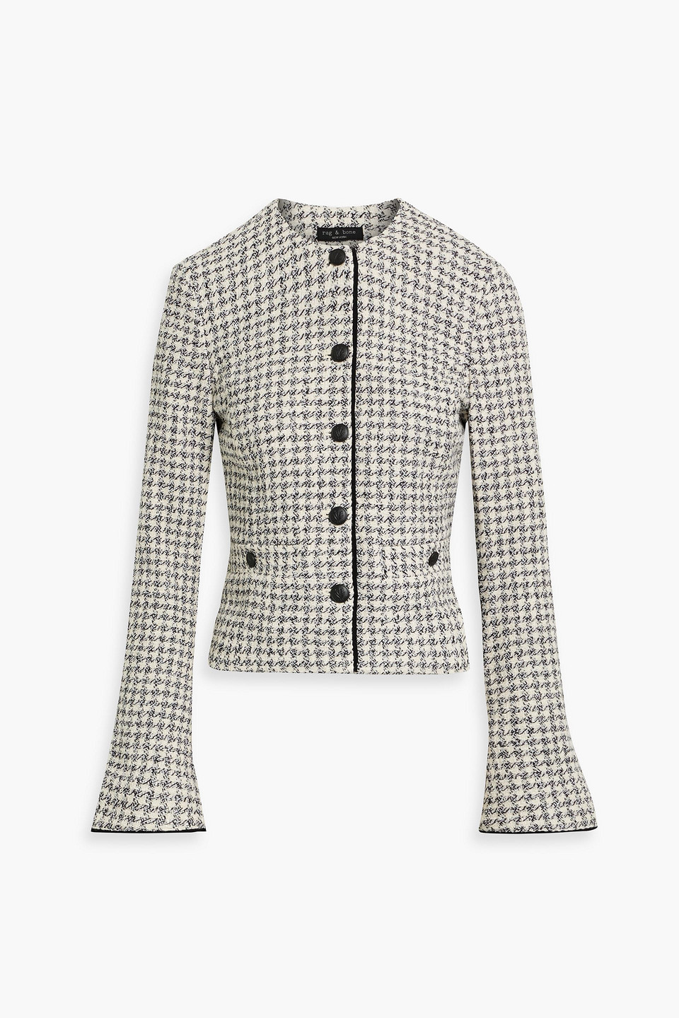 Rag & Bone Carmen Check Cotton Blend Tweed Jacket In White