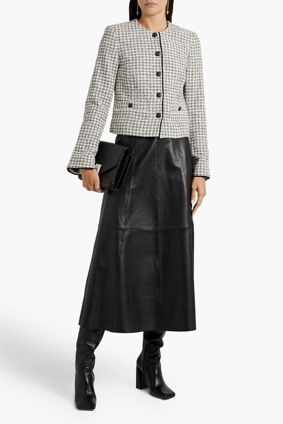 Rag & Bone Carmen Check Cotton Blend Tweed Jacket In White