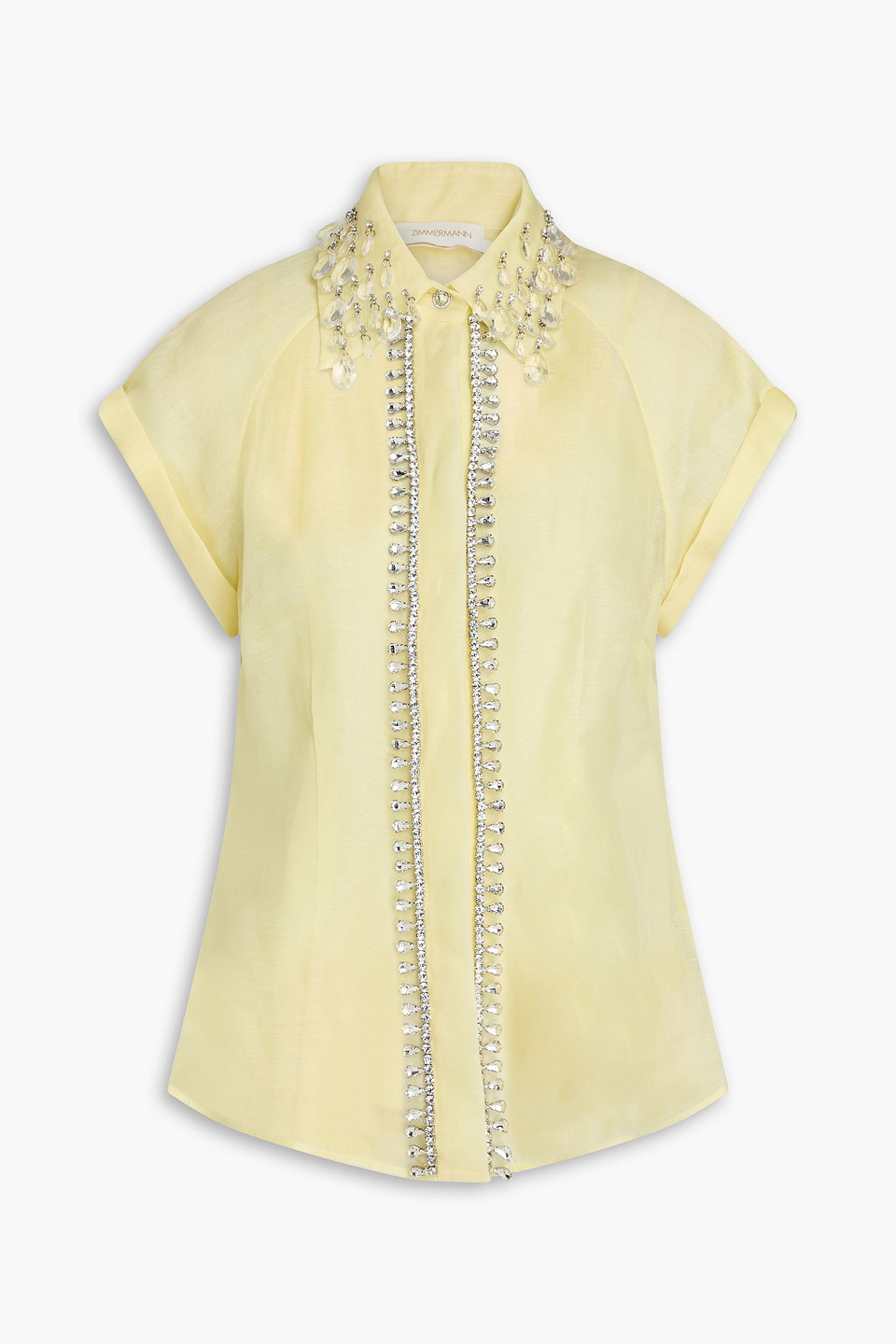 Zimmermann - Embellished linen and silk-blend organza shirt - Yellow - 2