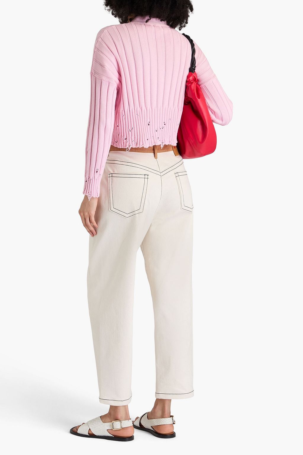 MARNI Two-tone high-rise tapered jeans