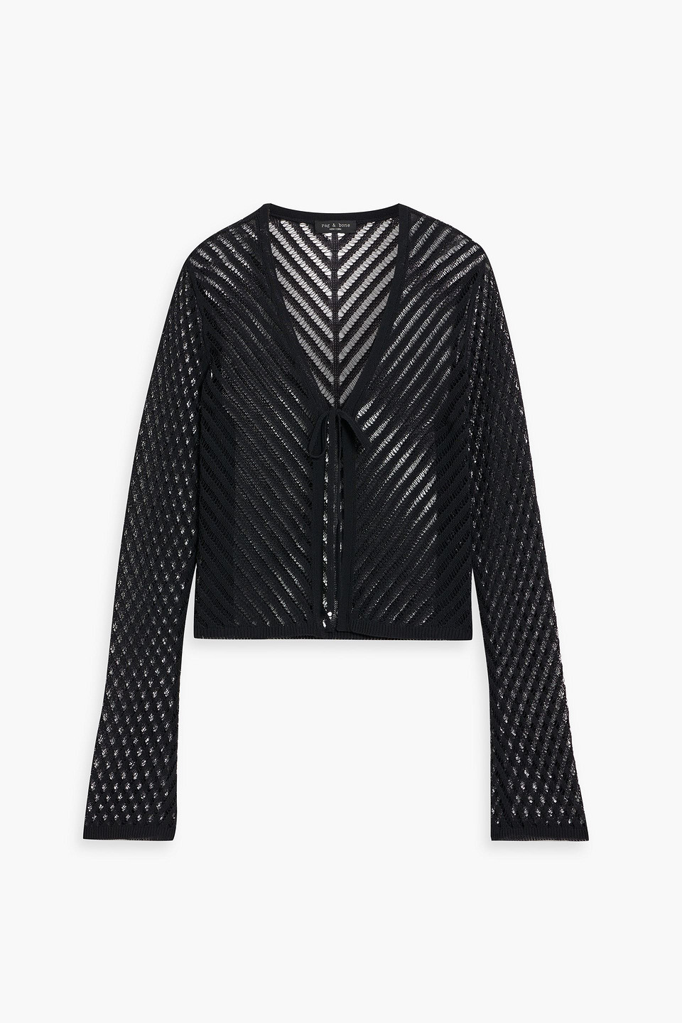 Rag & Bone Melissa Open-knit Coton-blend Cardigan In Black