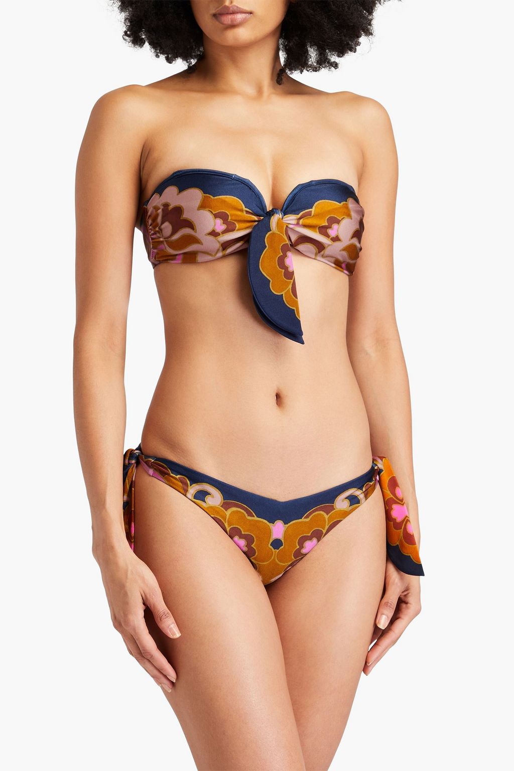ZIMMERMANN Tie-detailed printed low-rise bikini briefs