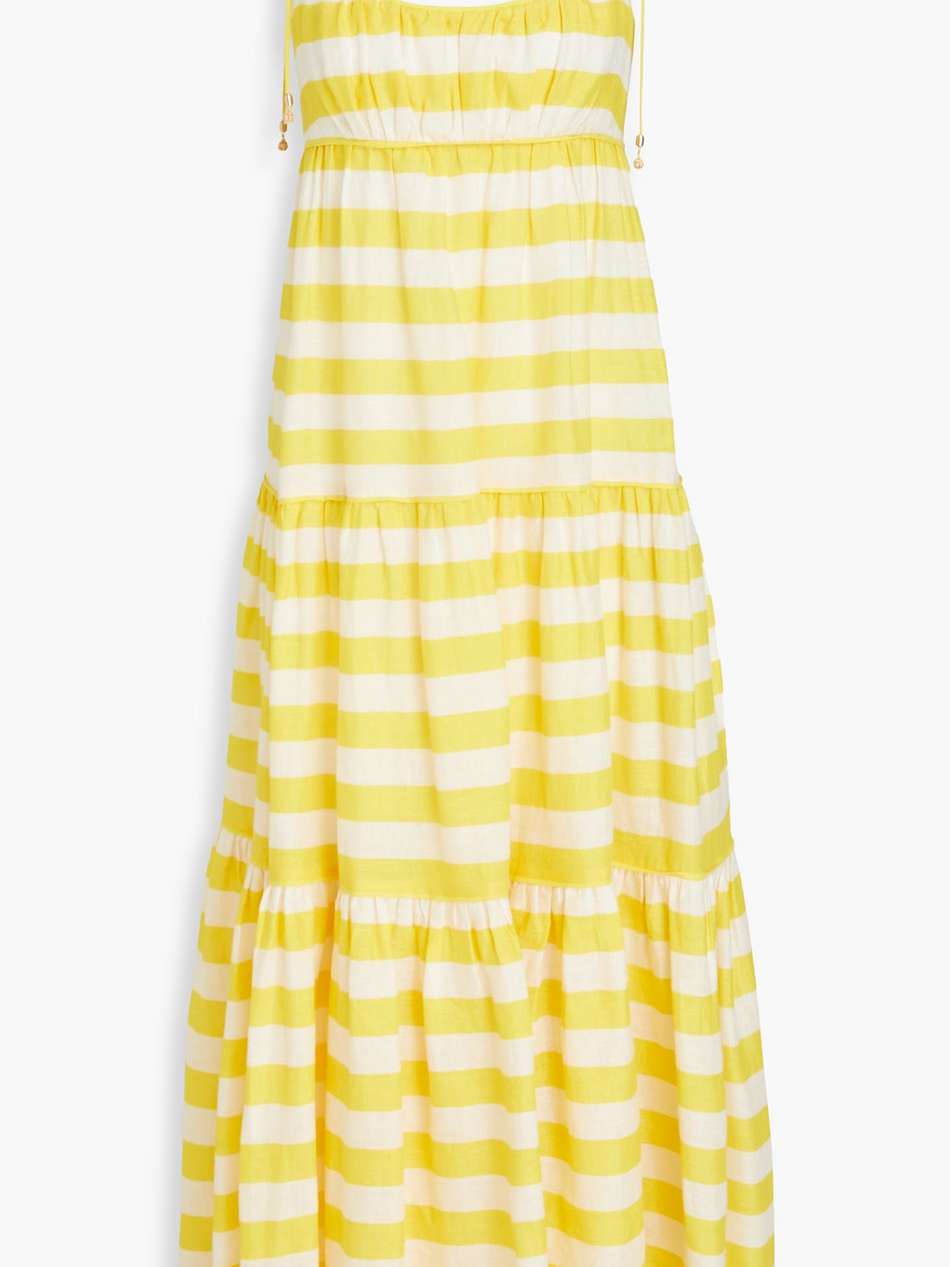 tiered striped cotton maxi dress