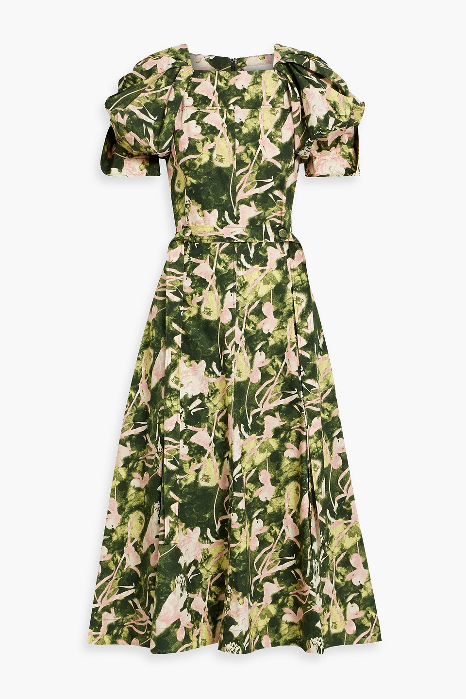 3.1 Phillip Lim Floral-print Cotton-poplin Midi Dress In Forest Green