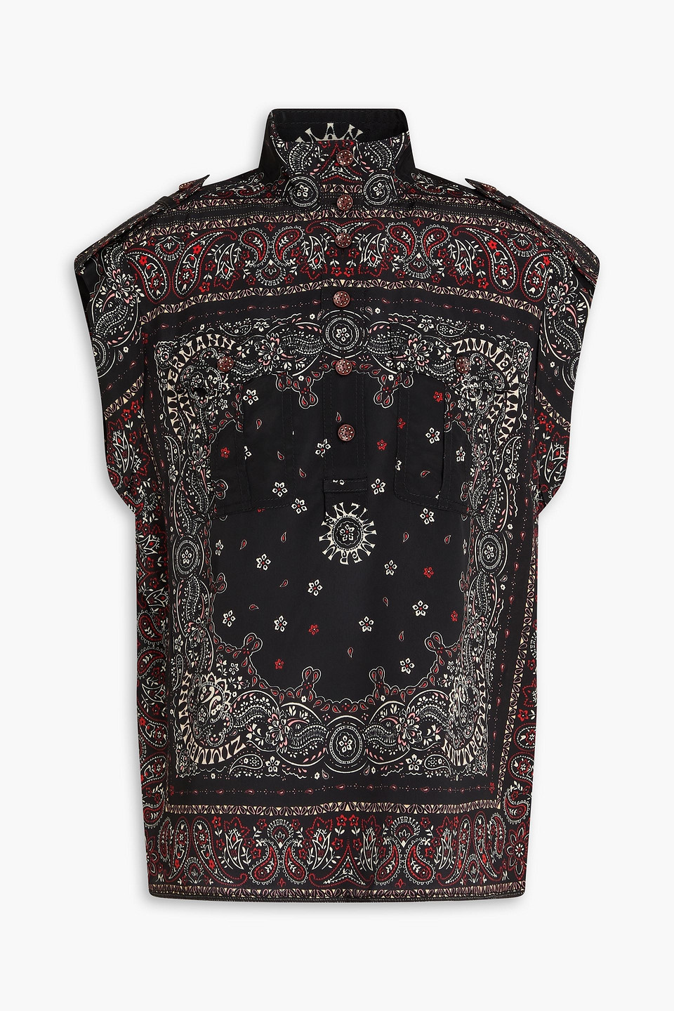 Zimmermann Paisley-print Satin Shirt In Black