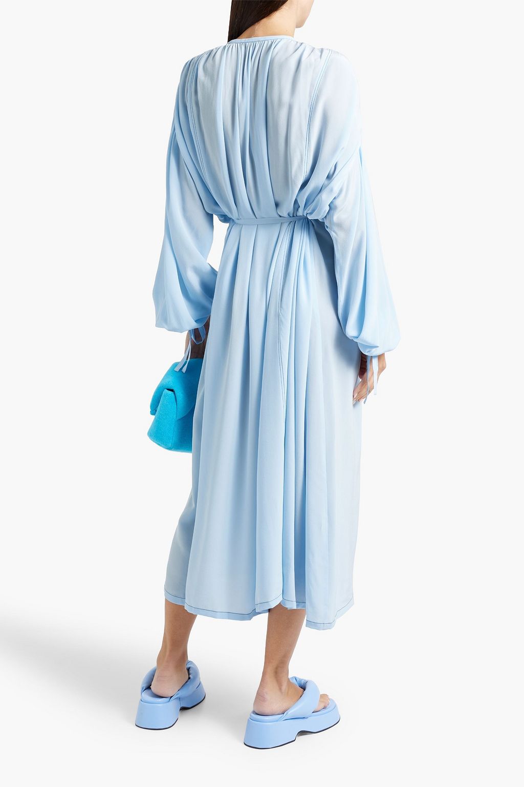 ACNE STUDIOS Gathered silk-crepe midi dress
