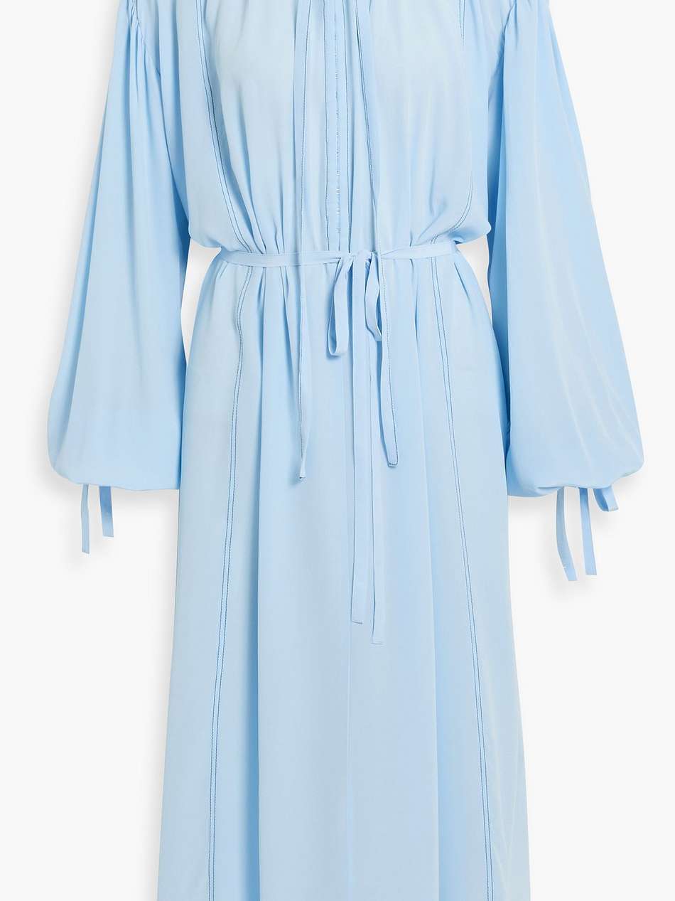 gathered silk-crepe midi dress