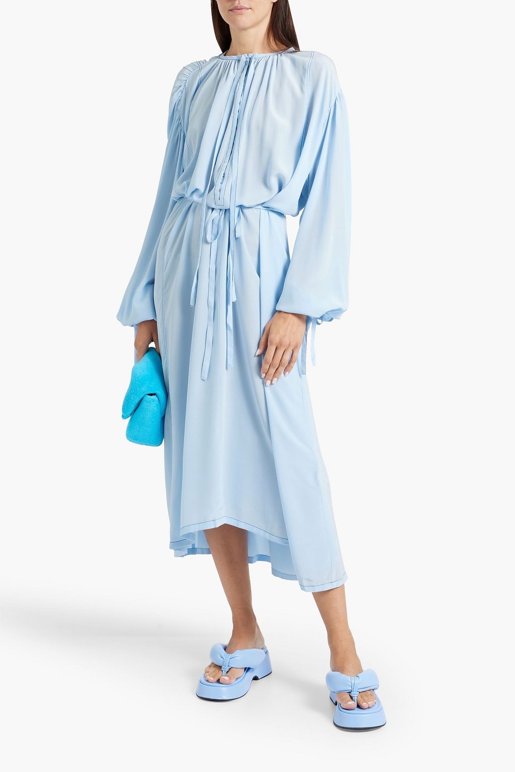 ACNE STUDIOS Gathered silk-crepe midi dress