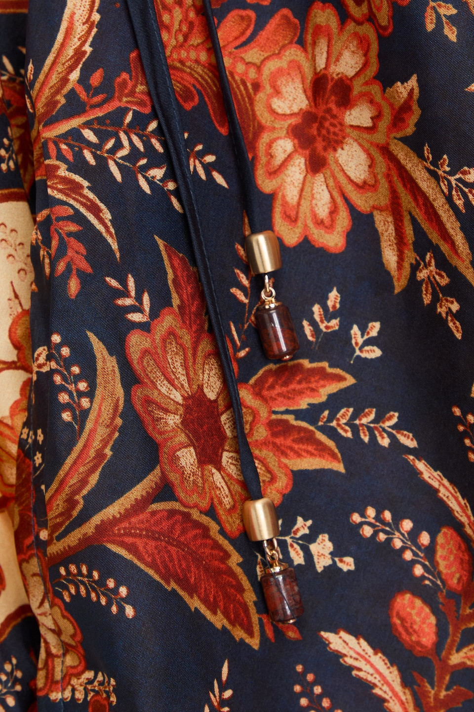 Shop Zimmermann Belted Floral-print Silk-habotai Tunic In Navy