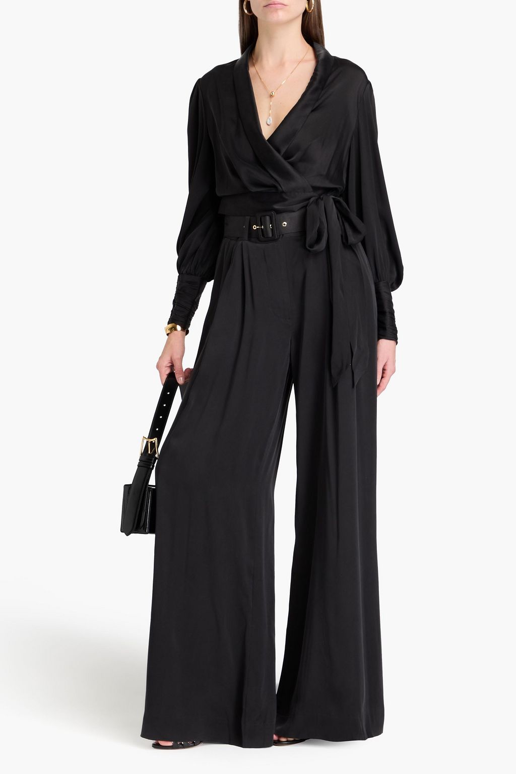ZIMMERMANN ウォッシュ加工シルク クロップド ラップトップス プリーツ入り