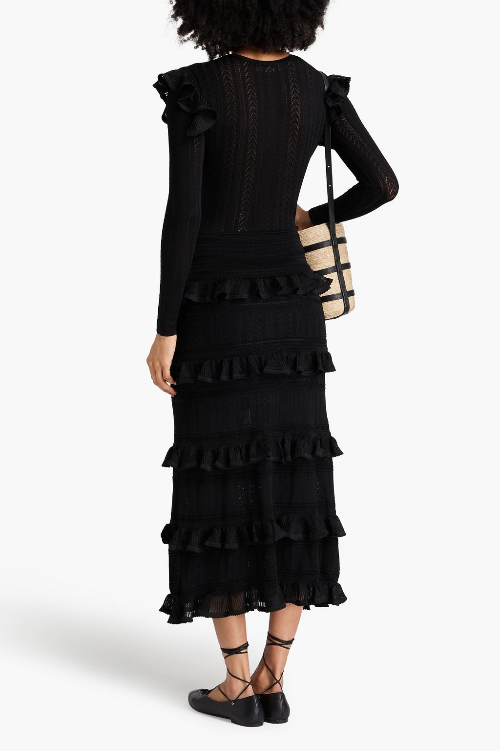 ZIMMERMANN Tiered pointelle-knit midi dress
