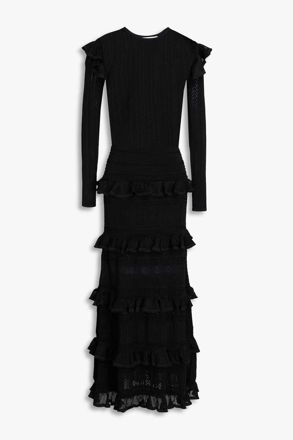 Zimmermann Tiered Pointelle-knit Midi Dress In Black