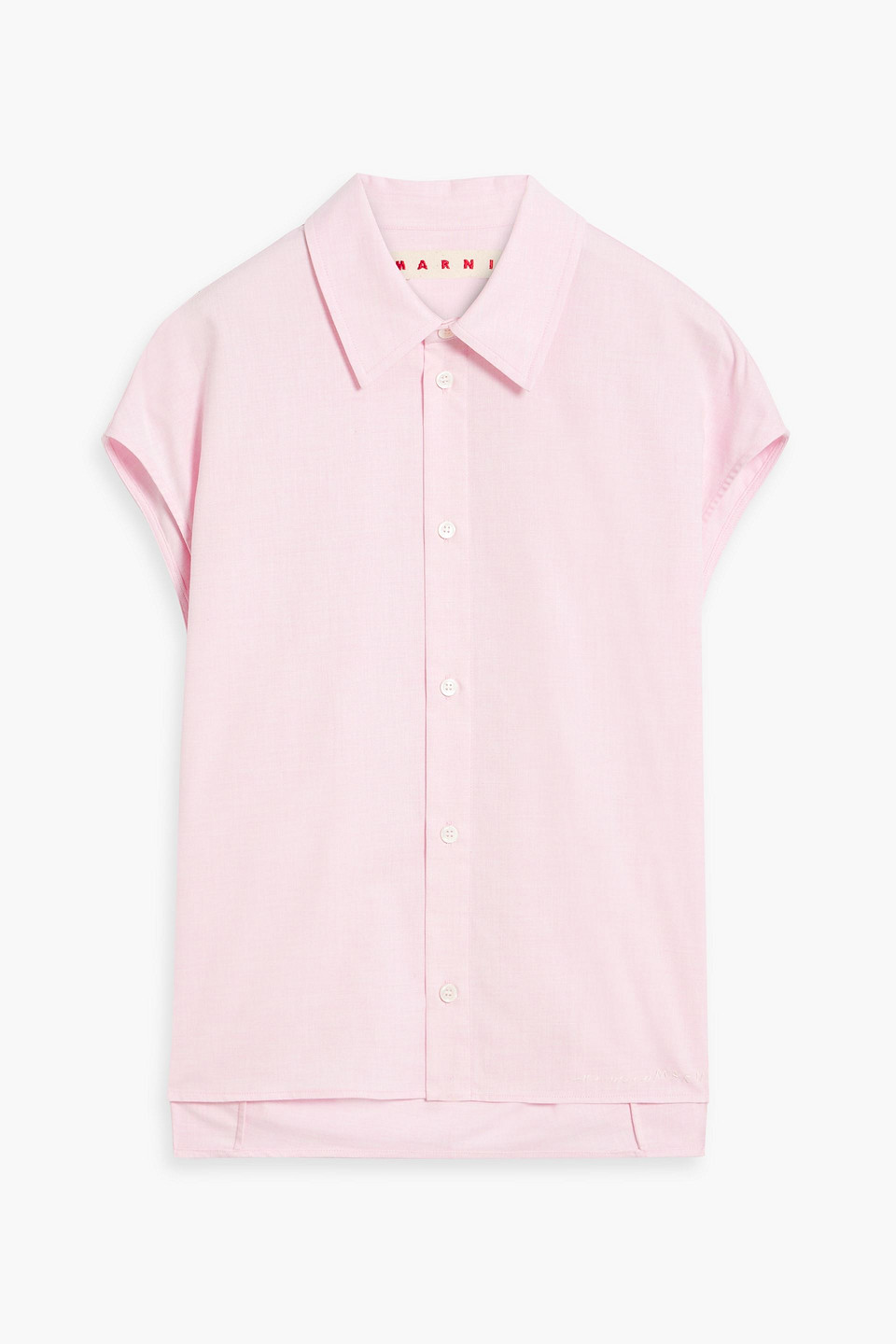 Marni Embroidered Cotton Shirt In Bubblegum