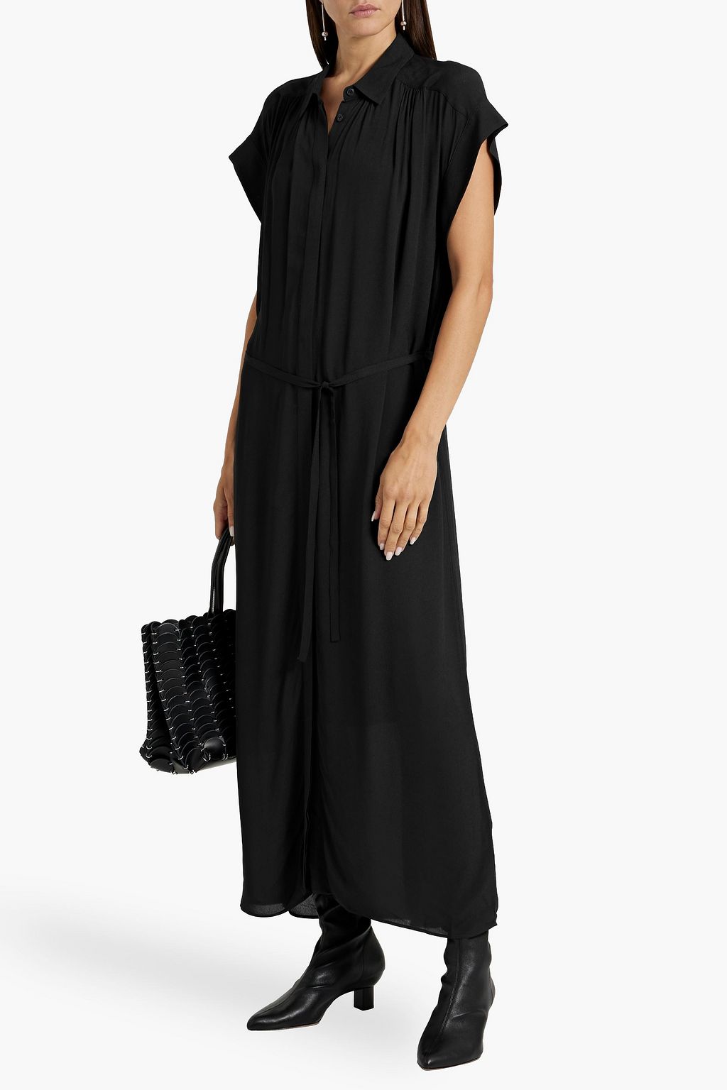 RAG & BONE Robin belted crepon maxi shirt dress