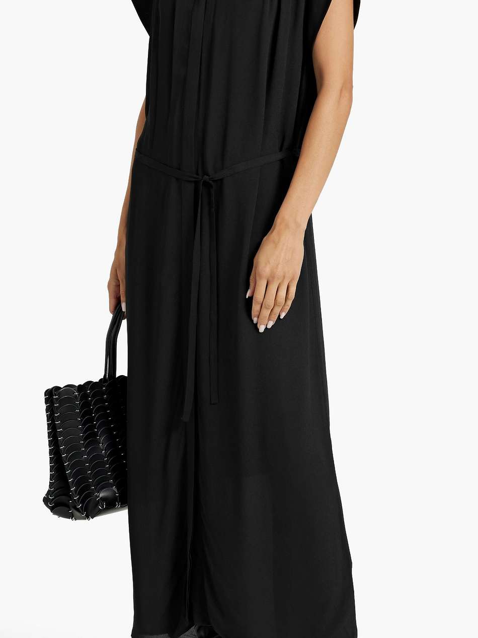 robin belted crepon maxi shirt dress