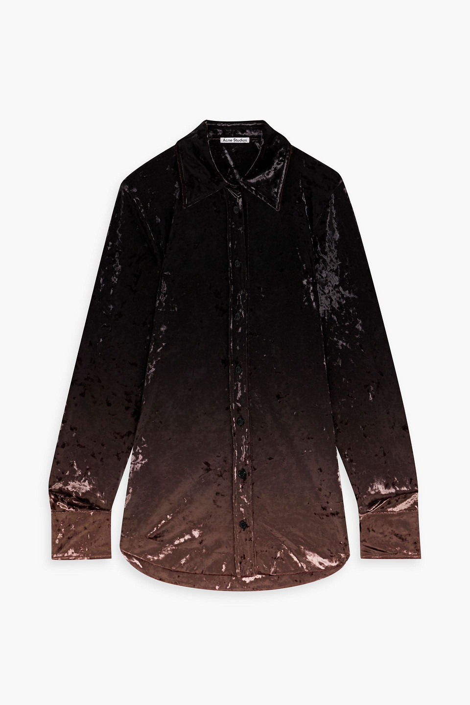 Acne Studios Crushed-velvet Shirt In Dark Brown