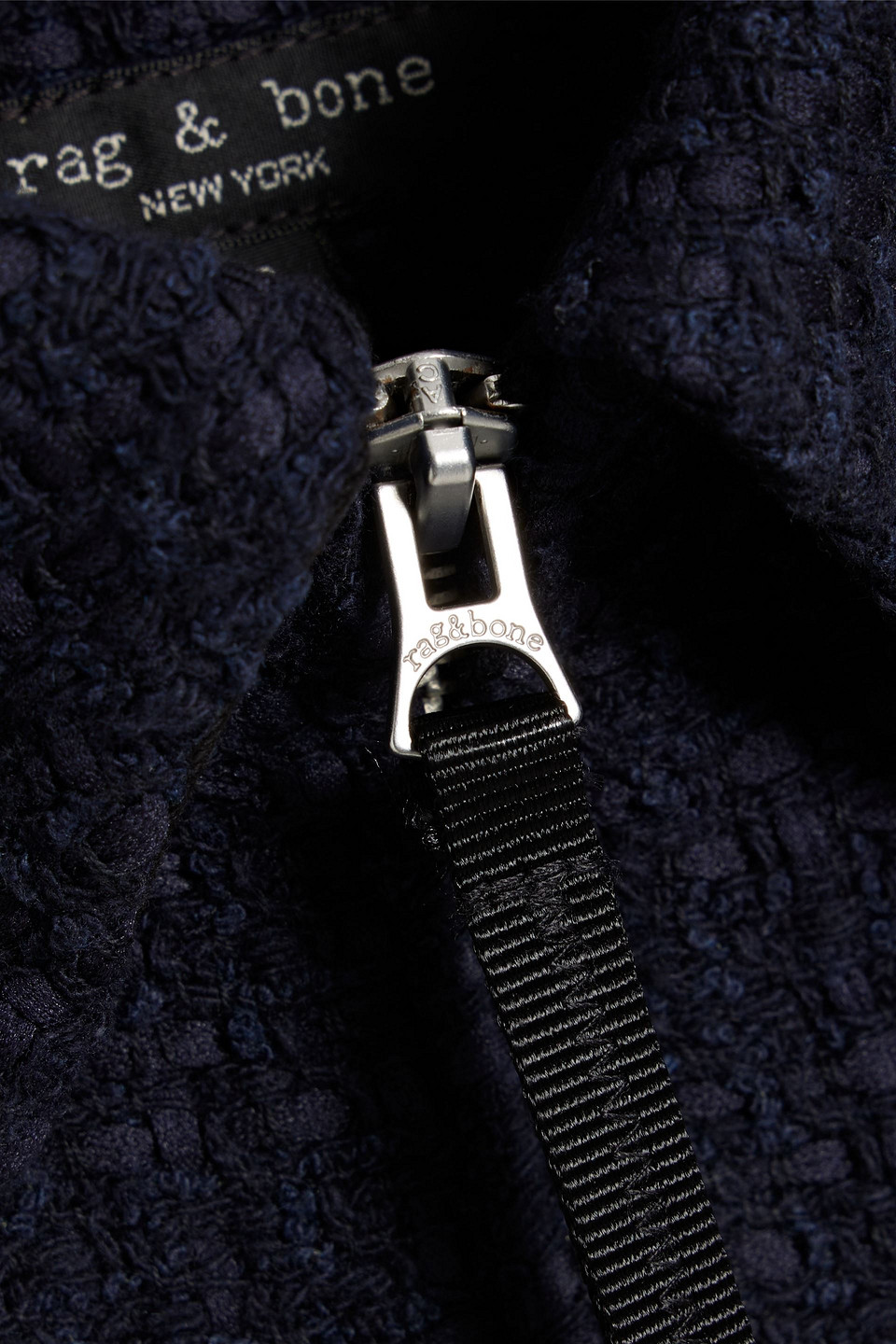 Rag & Bone Junie Tweed Zip Top In Navy