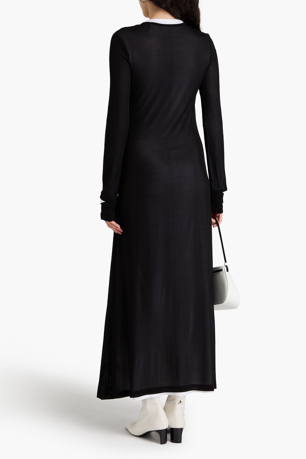 HELMUT LANG فستان طويل مصنوع من الكوبرو بطبقات