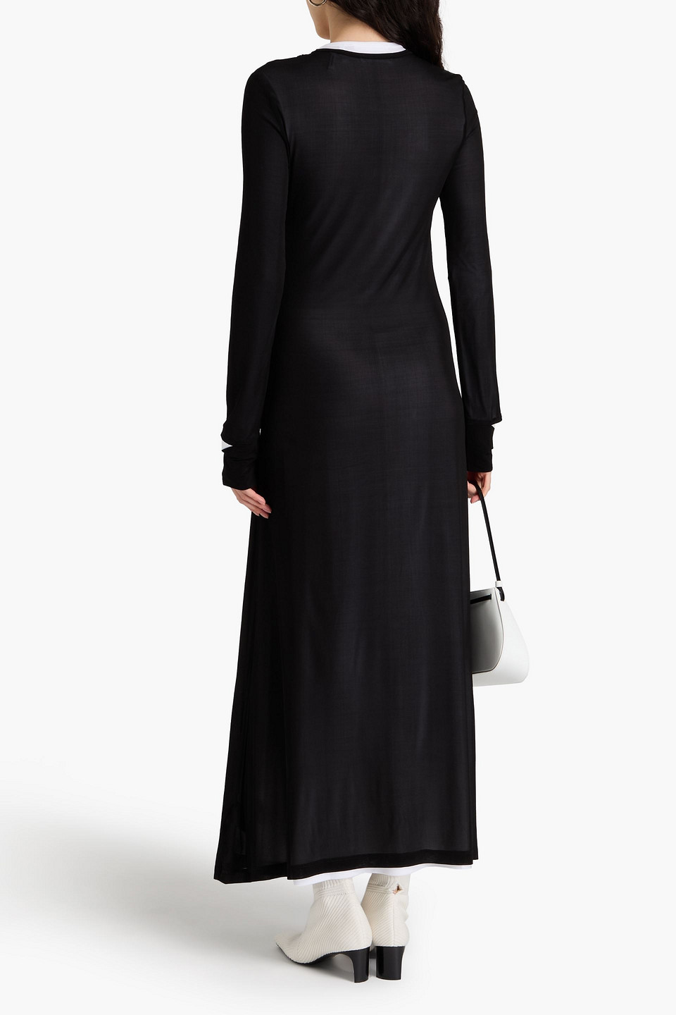 Helmut Lang Mehrlagiges Maxikleid Aus Cupro In Schwarz