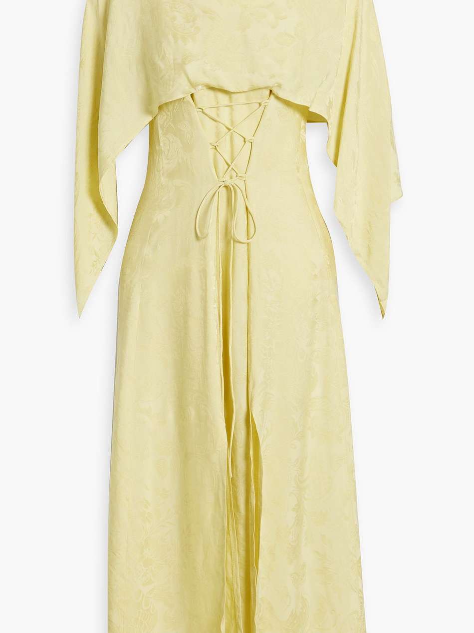 cape-effect cupro-blend jacquard midi dress