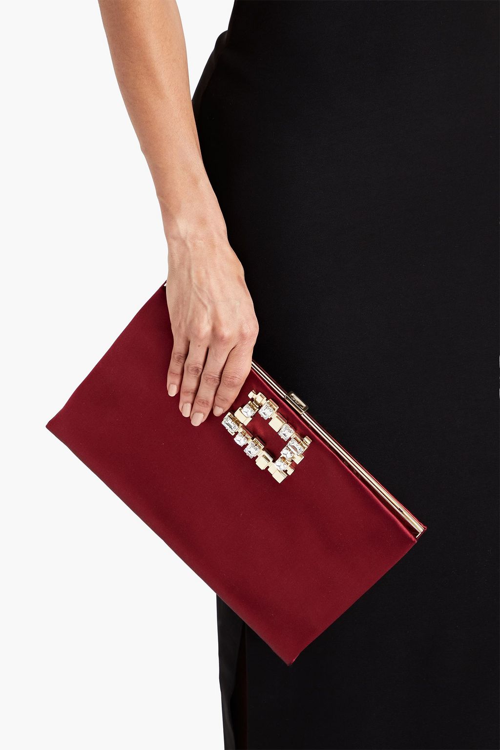 ROGER VIVIER Clutch aus Satin mit Kristallverzierung