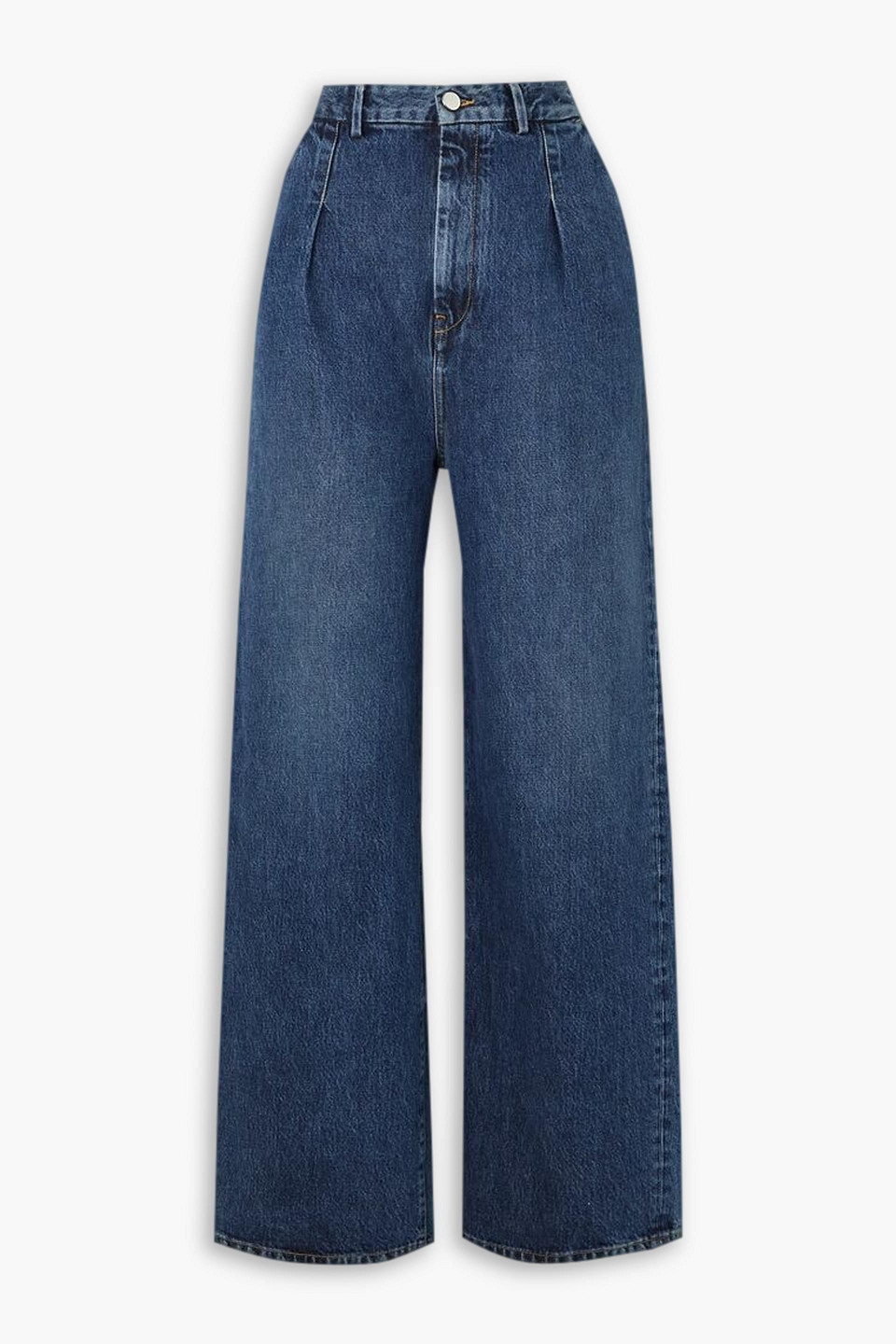 loulou de saison - attu pleated high-rise wide-leg jeans - blue - 27