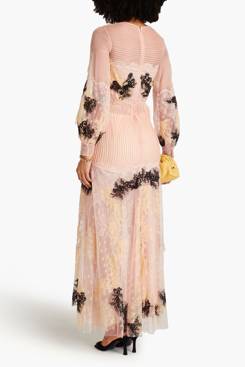 VALENTINO GARAVANI Maxikleid aus Seiden-Voile mit schnurgebundenen Spitzeneinsätzen