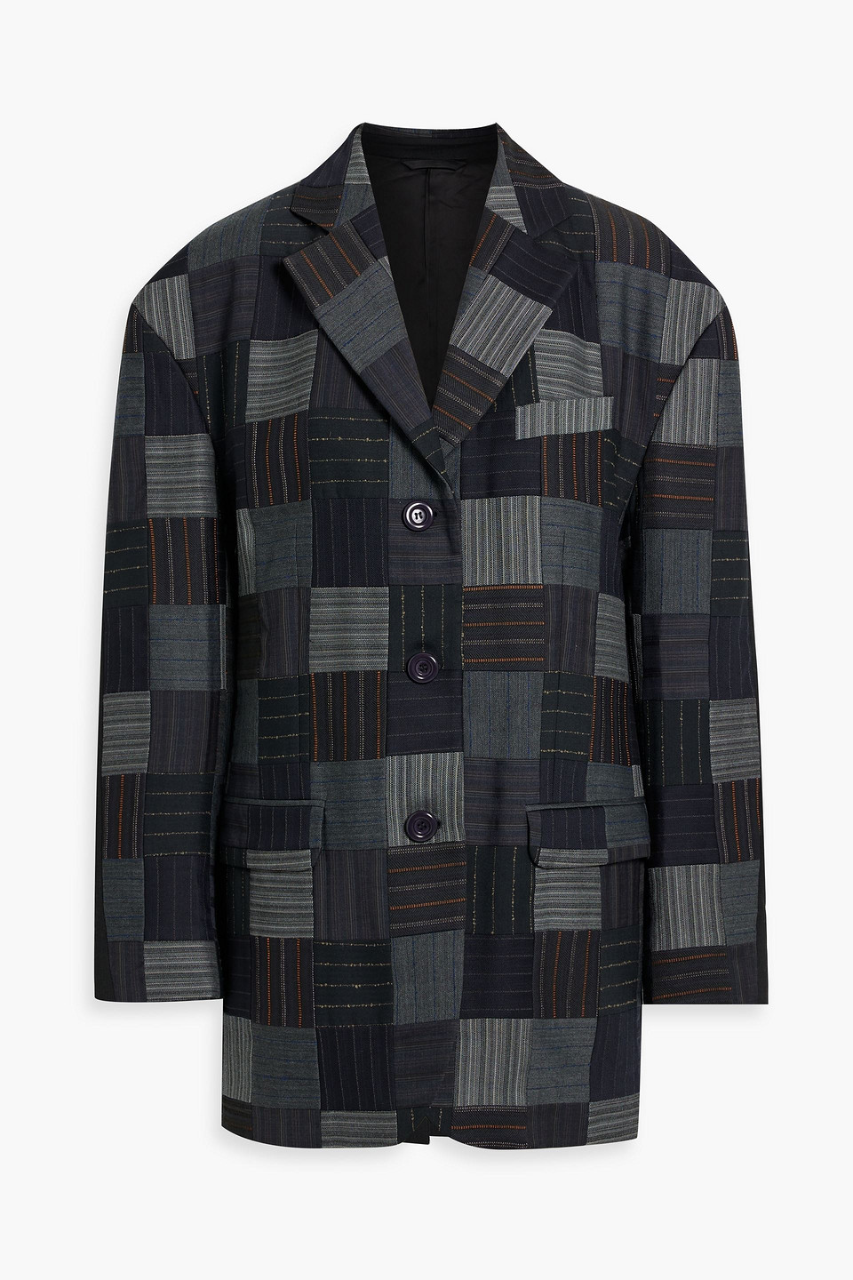 Oversized patchwork tweed blazer