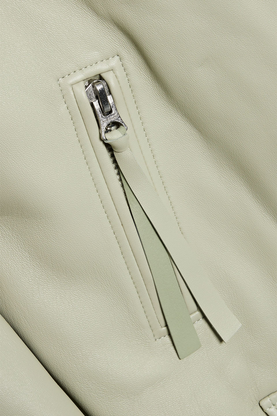 Acne Studios Leather Biker Jacket In Sage Green