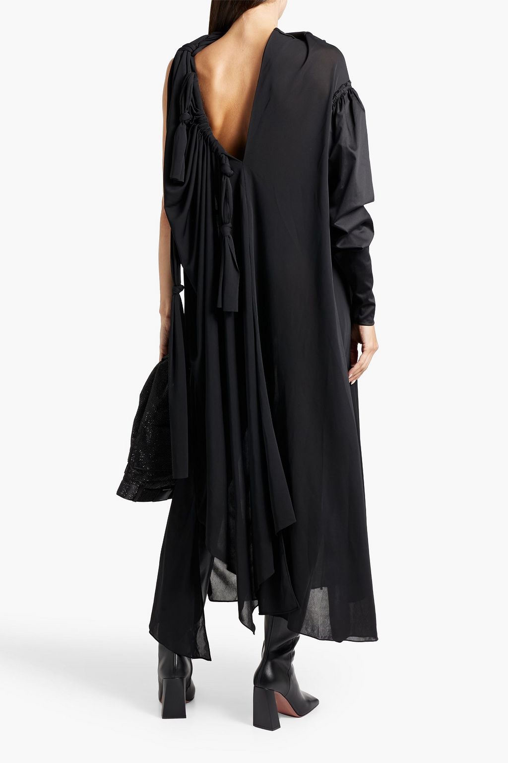 ACNE STUDIOS One-sleeve crepe and sateen midi dress