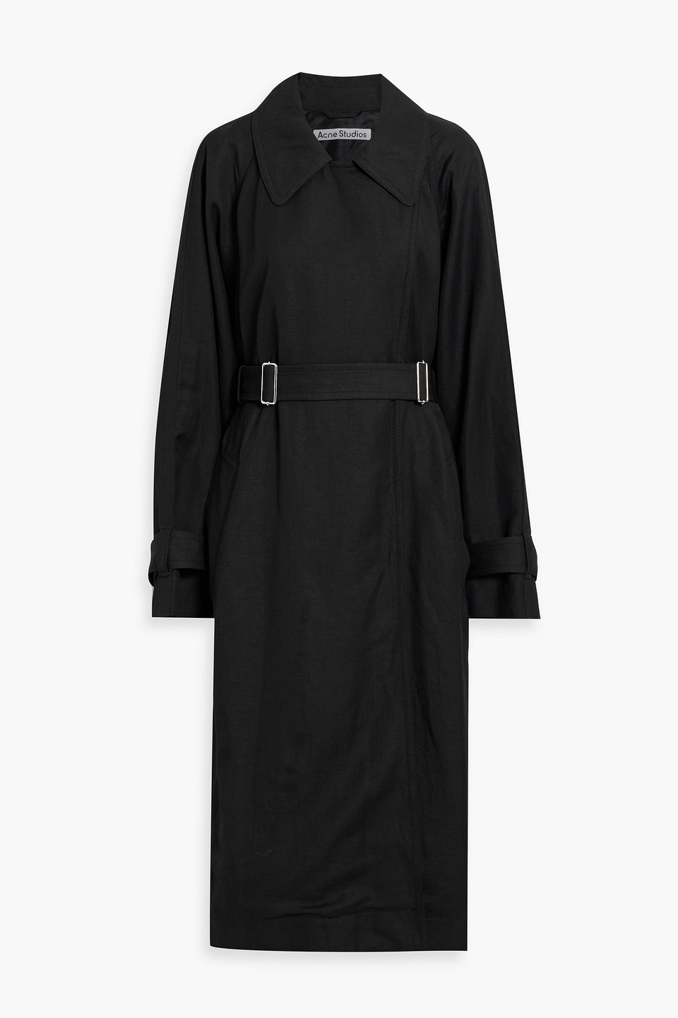Acne Studios Belted Wool And Hemp-blend Twill Trench Coat In Black