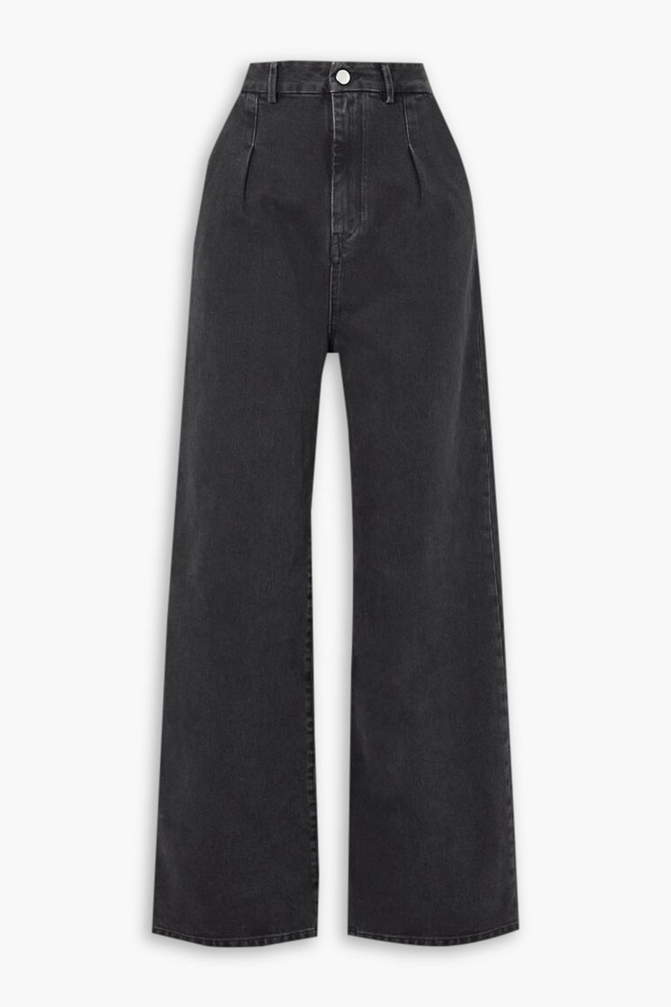 Loulou Studio Attu Pleated High-rise Wide-leg Jeans In Black