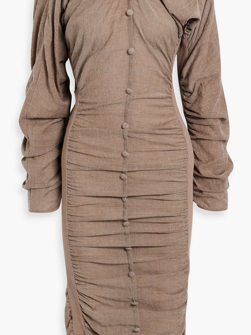 ruched wool-blend midi dress