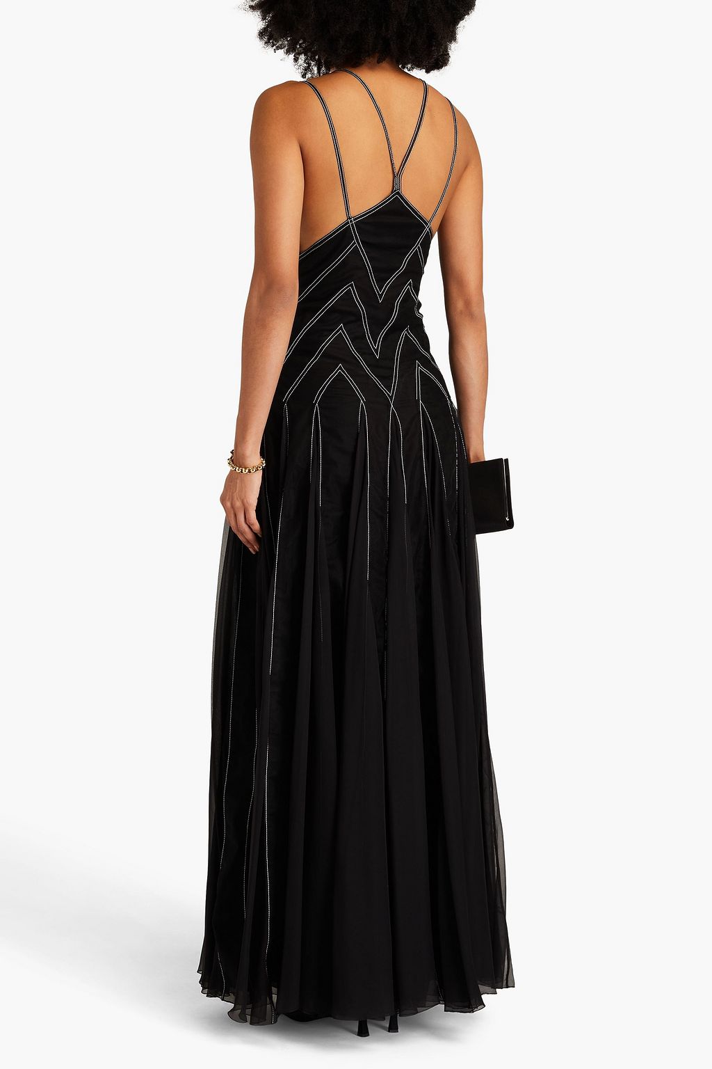 VALENTINO GARAVANI Embroidered tulle and silk-chiffon gown