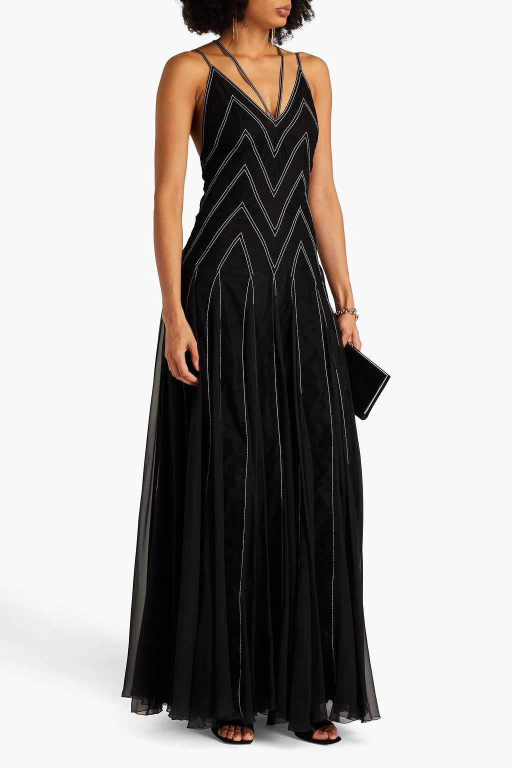 VALENTINO GARAVANI Embroidered tulle and silk-chiffon gown