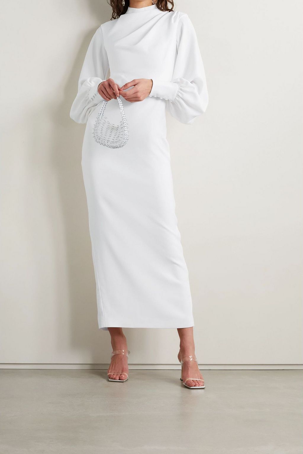RASARIO Midikleid aus Stretch-Crêpe mit Raffungen