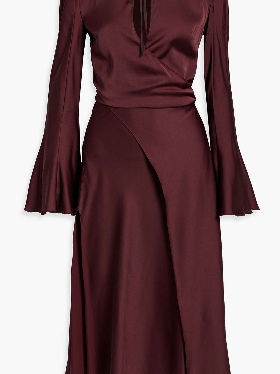 wrap-effect satin midi dress