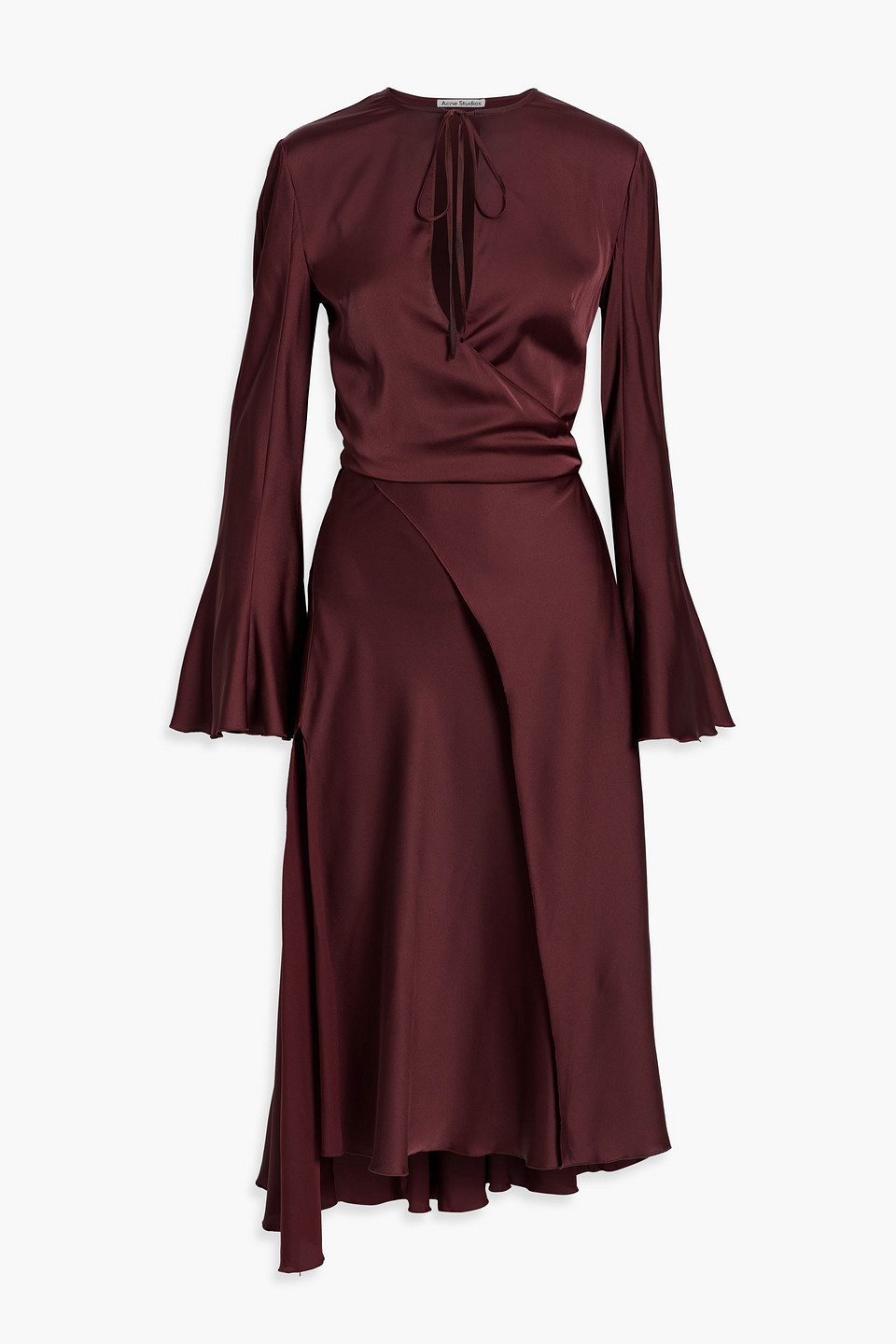 Acne Studios Wrap-effect Satin Midi Dress In Merlot