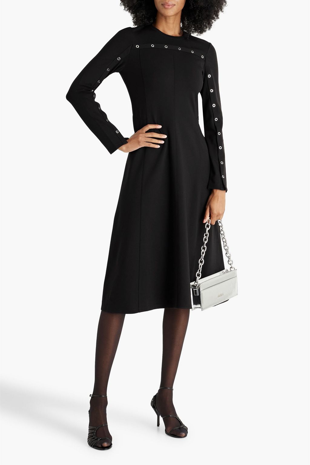 3.1 PHILLIP LIM Gathered snap-detailed ponte midi dress