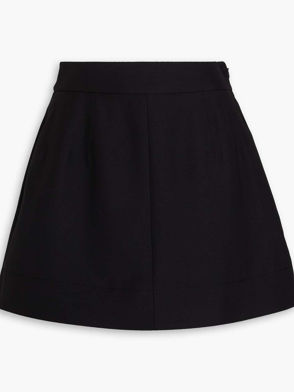skirt-effect wool and silk-blend crepe shorts