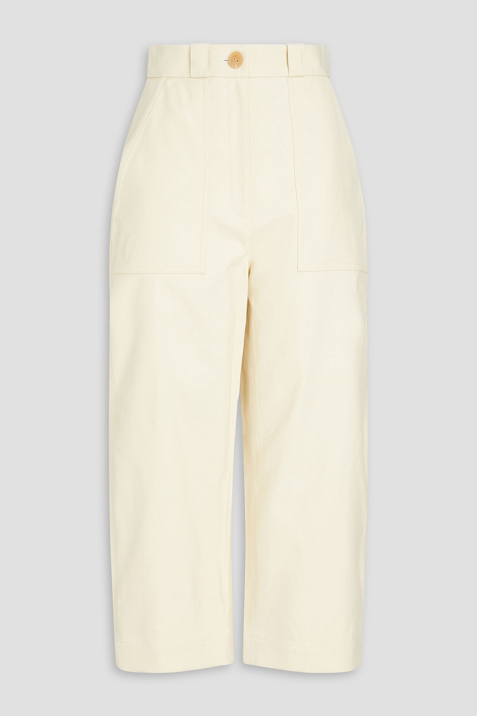 Khaite Cropped Cotton-blend Twill Straight-leg Trousers In Neutral